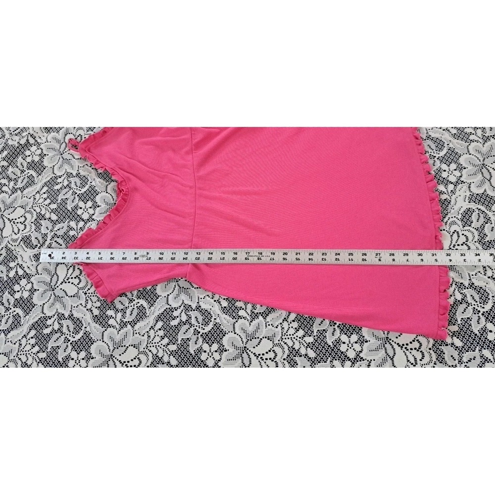 Future Collective Sundress M Pink Ribbed Knit Adjustable Straps Ruffle Details - Picture 8 of 9